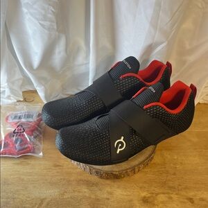 Peloton Altos Black and Red Cycling Shoes with Cleats Mens 8 Womens 9.5